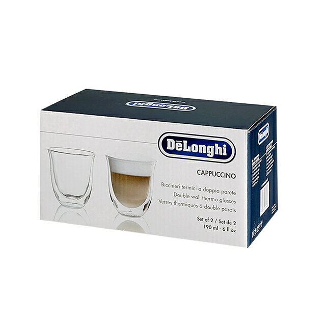 《Delonghi》雙層玻璃拿鐵杯 190ml 二入組