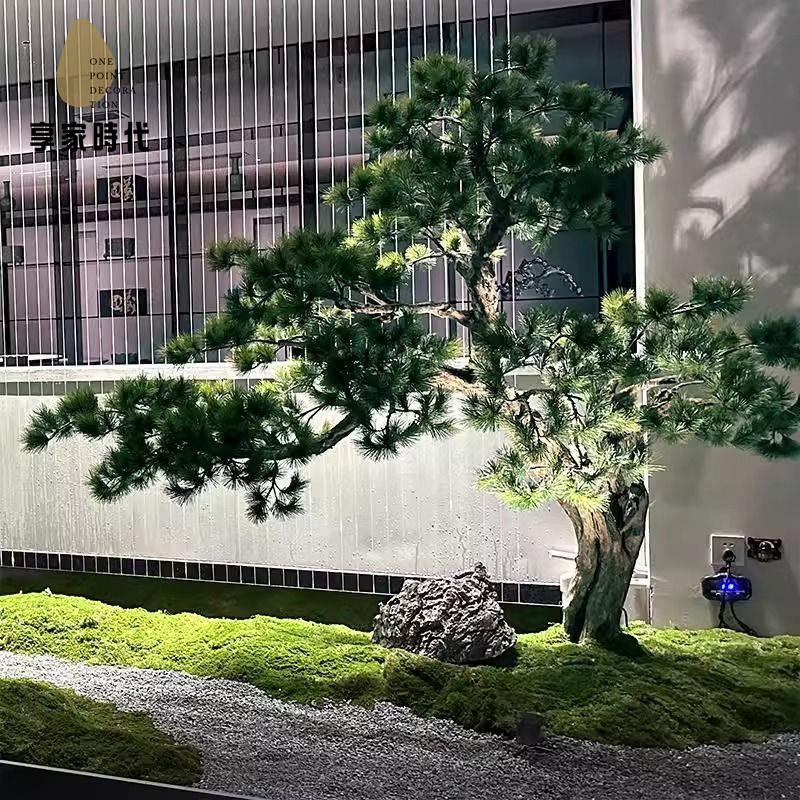 限時下殺 仿真花 假花 綠植 中式典雅模擬迎客松綠植景室內玄關樓梯下裝飾模擬迎客松大型搖植八折下殺wy22