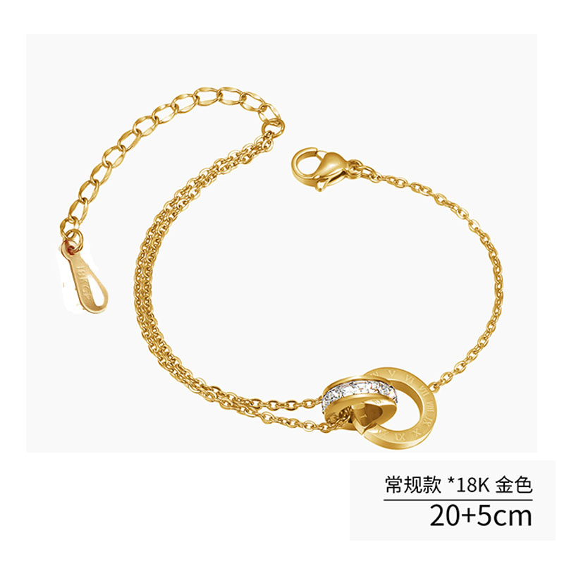 環環相扣腳鏈女新款潮高級感18k玫瑰金色鈦鋼加長不掉色足鏈 9