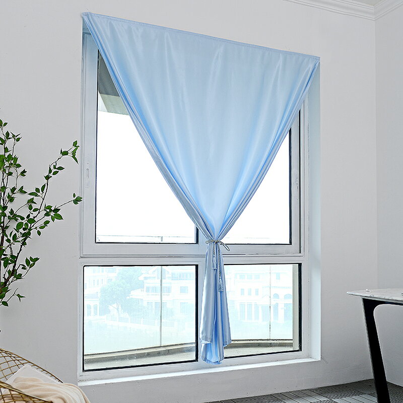 簡易免打孔安裝粘帖式魔術貼窗簾遮光布平面窗出租房黏貼遮陽隔熱