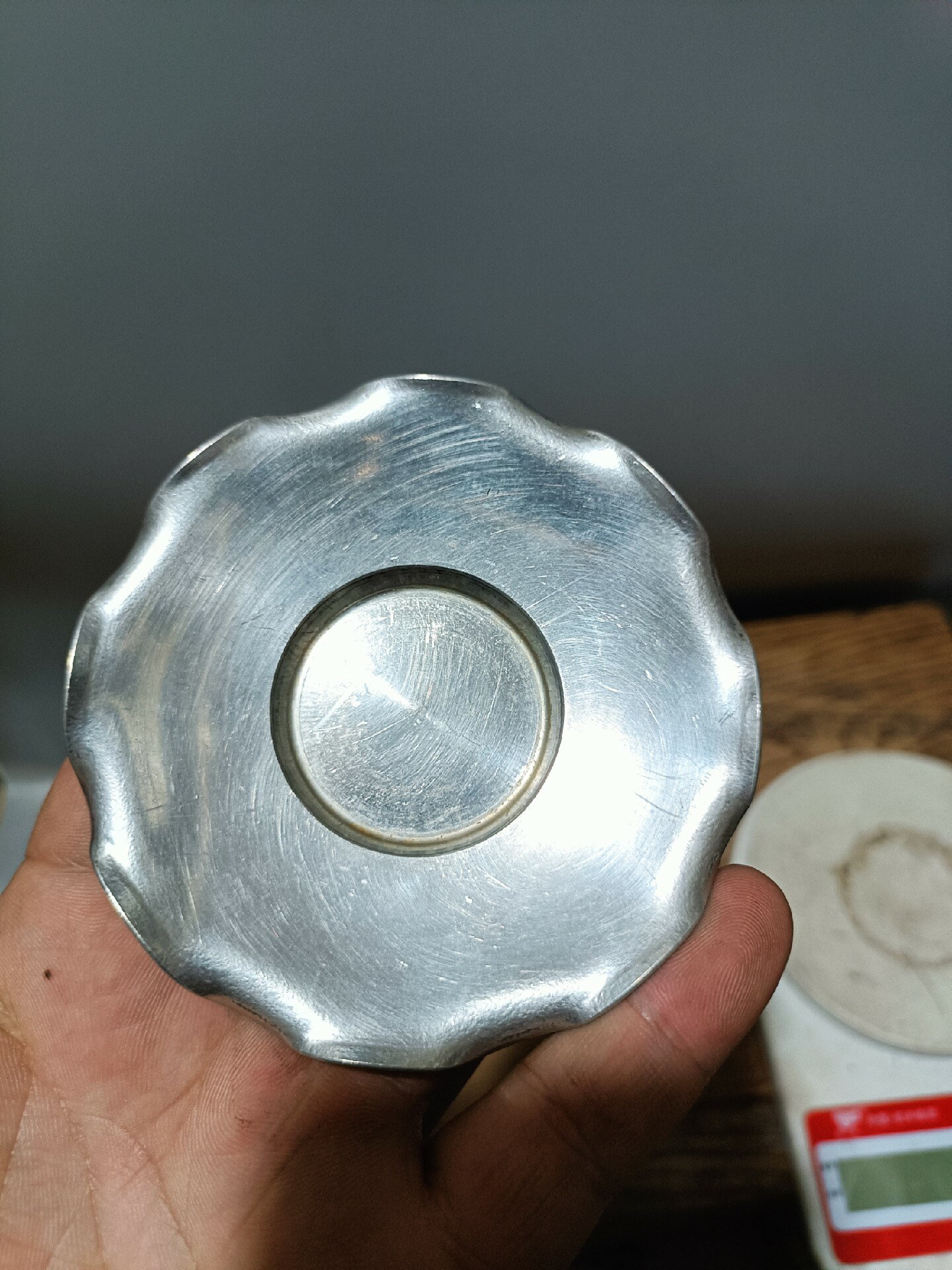 古錫茶托５客組・雲生茂戚號造