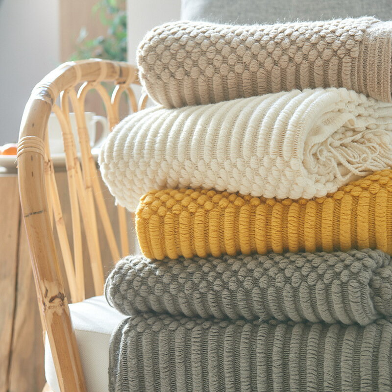 INS北歐風簡約純色空調毯蓋毯沙發毯辦公室午睡毯民宿裝飾毯厚冬