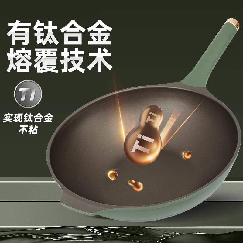 免運 臺灣公司貨 榮事達鈦金不粘鍋炒鍋家用炒菜鍋少油煙電磁爐燃氣通用不沾鍋鈦鍋 快速出貨