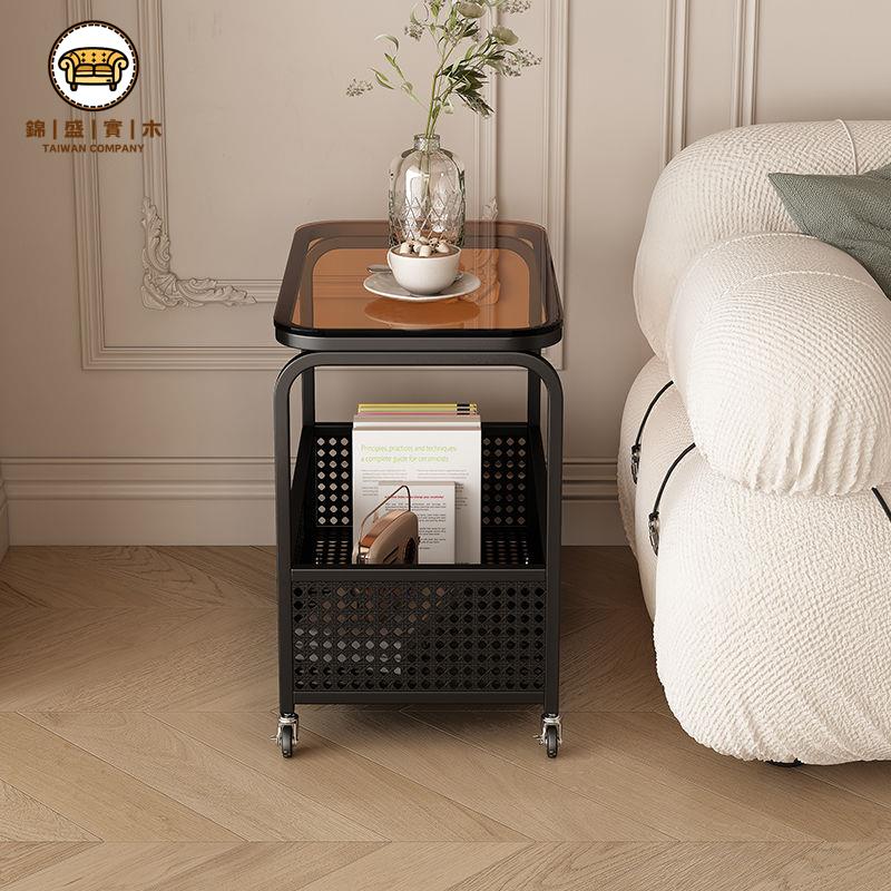 【沙發邊幾】 沙發邊櫃 茶几 客廳邊幾 移動簡約邊幾多功能客廳網紅收納儲物床頭輕奢北歐帶輪臥室小推車免運 工廠直銷 特價出 全館折扣 j14 7