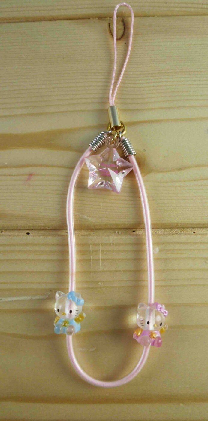 【震撼精品百貨】Hello Kitty 凱蒂貓 手機提帶-螢光粉星 震撼日式精品百貨