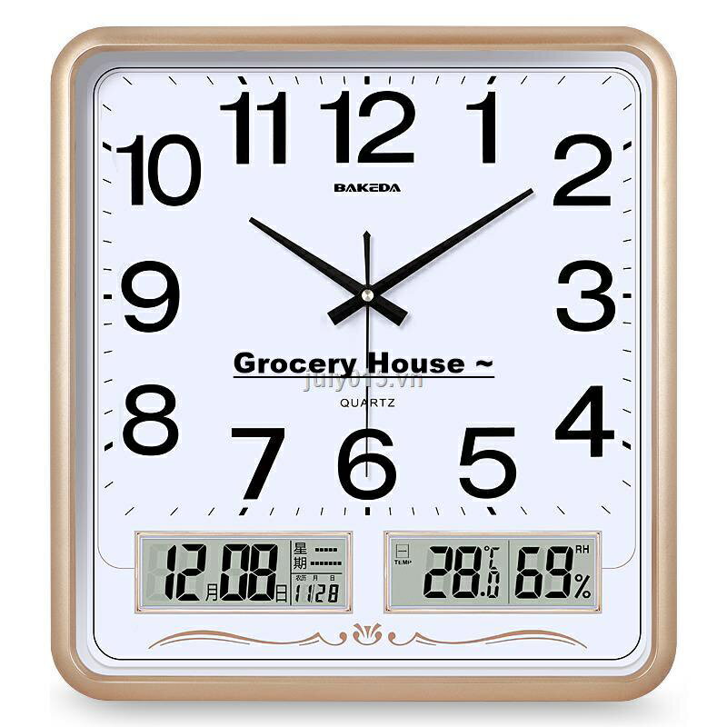 巴科達電子掛鐘客廳鐘錶現代靜音掛牆簡約時尚日曆時鐘石英鐘家用