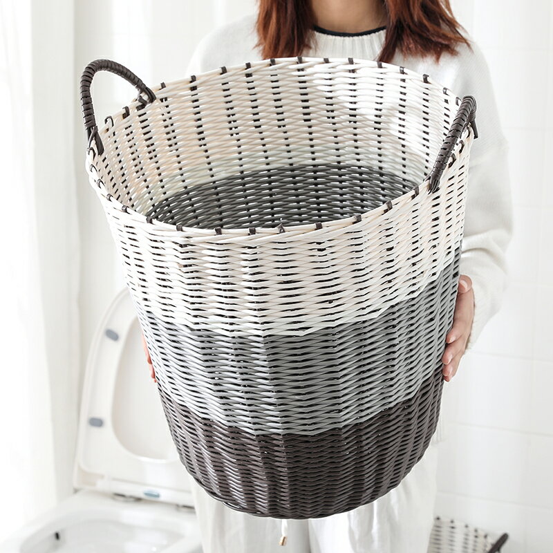 A塑料裝臟衣服的收納筐臟衣籃玩具儲物框浴室洗衣籃家用編織桶簍1入