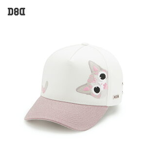 【新品】D8D WOW 貓咪 3D刺繡 春夏白色女高頂硬頂顯臉小棒球帽子