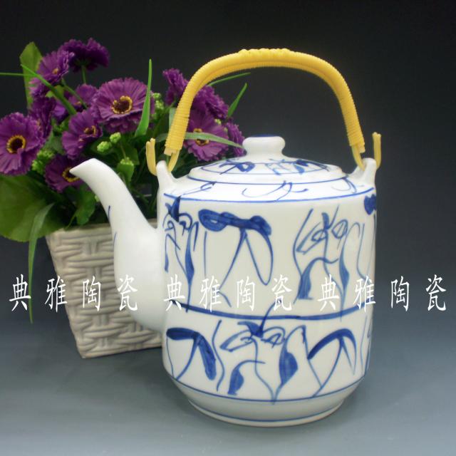 景德鎮陶瓷涼水壺 青花瓷提樑壺 冷水壺 手繪老茶花茶壺 茶杯套裝1入