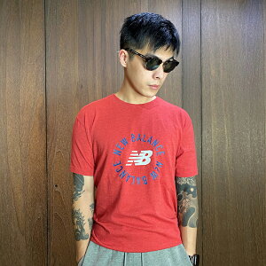 美國百分百【全新真品】New Balance 短袖 T恤 NB 上衣 T-shirt logo 紅色 CE09