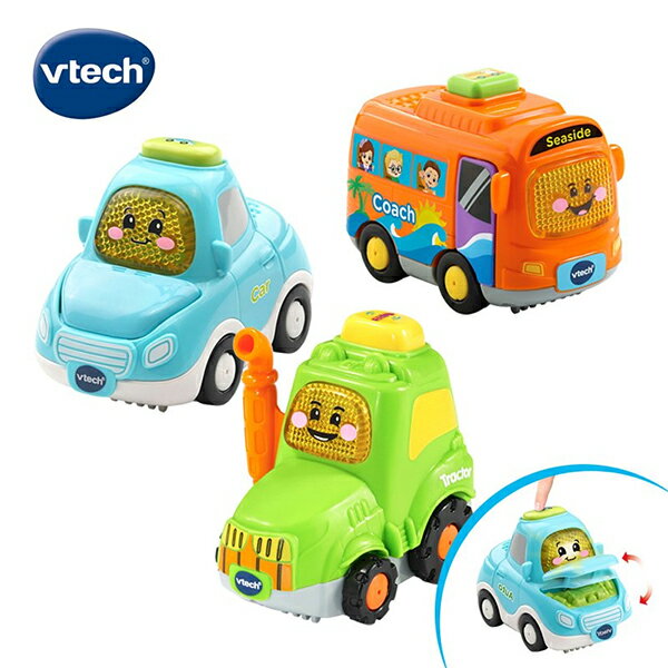 Vtech 嘟嘟聲光互動車-公路交通組(汽車+巴士+拖拉機) / 玩具車 / 嘟嘟車