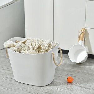 麻繩臟衣籃白色手提多用收納桶浴室衛生間雜物收納筐塑料收納桶
