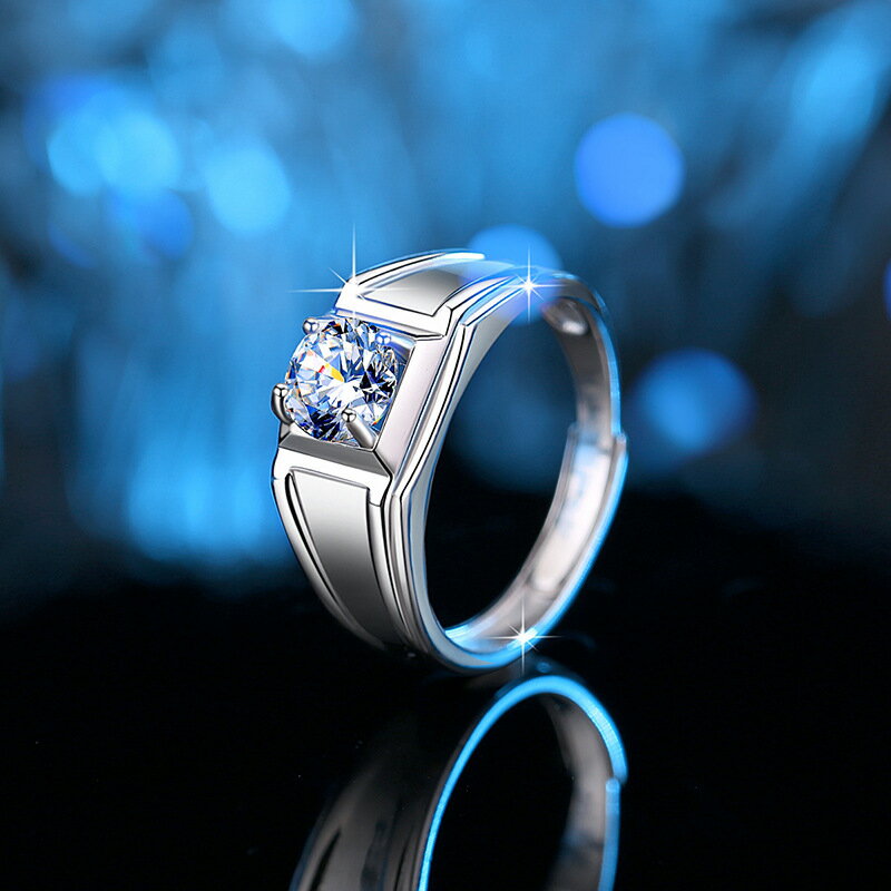 現貨+預購 莫桑鑽戒指925純銀開口戒-1ct天使之吻對戒情人節生日禮物男女飾品2款74an26【獨家進口】【米蘭精品】 1