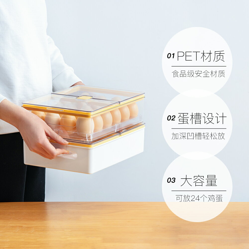 優選新品~日本保鮮盒食品級翻蓋式24枚雞蛋整理盒冰箱專用分格蛋托收納