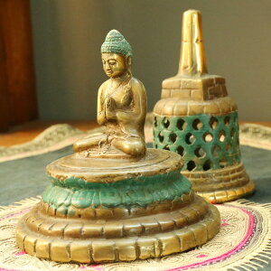滿2件5折婆羅浮屠手工東南亞進口書架裝飾品家居客廳書房銅佛像