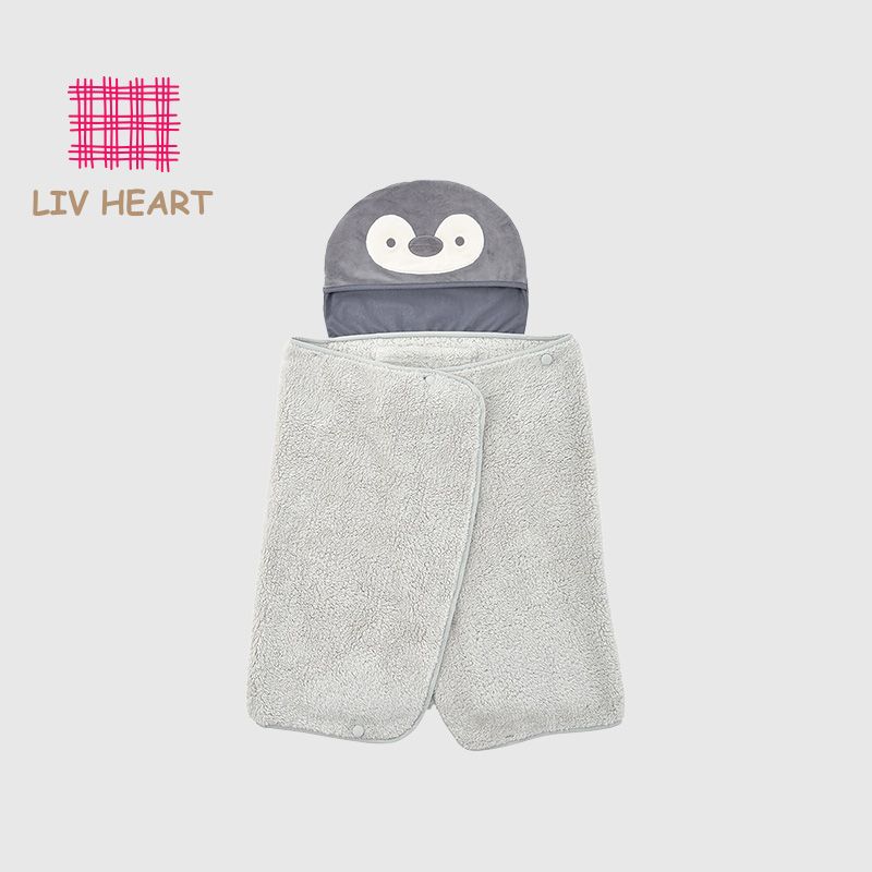LIVHEART 水族館的夥伴們 可愛企鵝多功能披肩秋冬季辦公室午睡毯