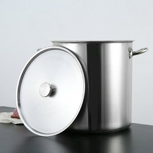 湯桶 304加厚復底不鏽鋼湯桶帶蓋酒店廚房商用電磁爐復合底桶加大湯鍋