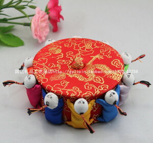 中國紅百子10人針扎（針插）帶蓋 12*4 大號針扎 中國民族式禮品