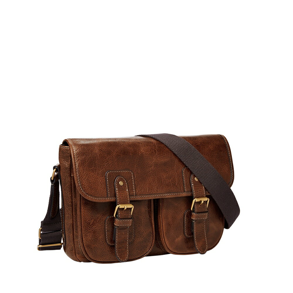 送禮首選★FOSSIL Greenville 復古真皮小型郵差包-干邑色 MBG9557222【美國時尚品牌】 附防塵袋+提袋【全館滿額折價★FOSSIL全系列包夾送美妝蛋】