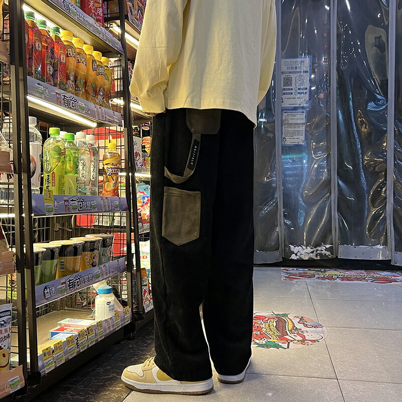 春秋季工裝燈芯絨褲男士直筒復古ins潮牌日系休閑百搭潮流墜感褲