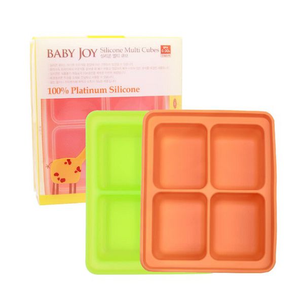 朴蜜兒 Baby Joy 鉑金矽膠副食品保存盒/製冰盒(4格) 顏色隨機出貨