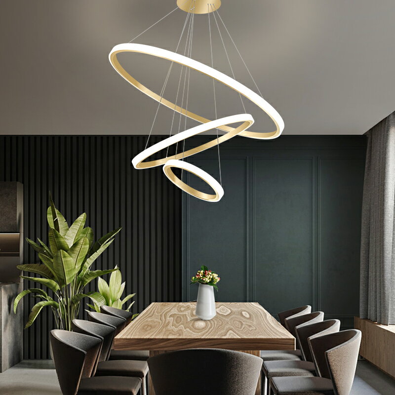 北歐餐廳吊燈輕奢網紅大氣客廳燈藝術2021年新款金色復式樓梯燈具