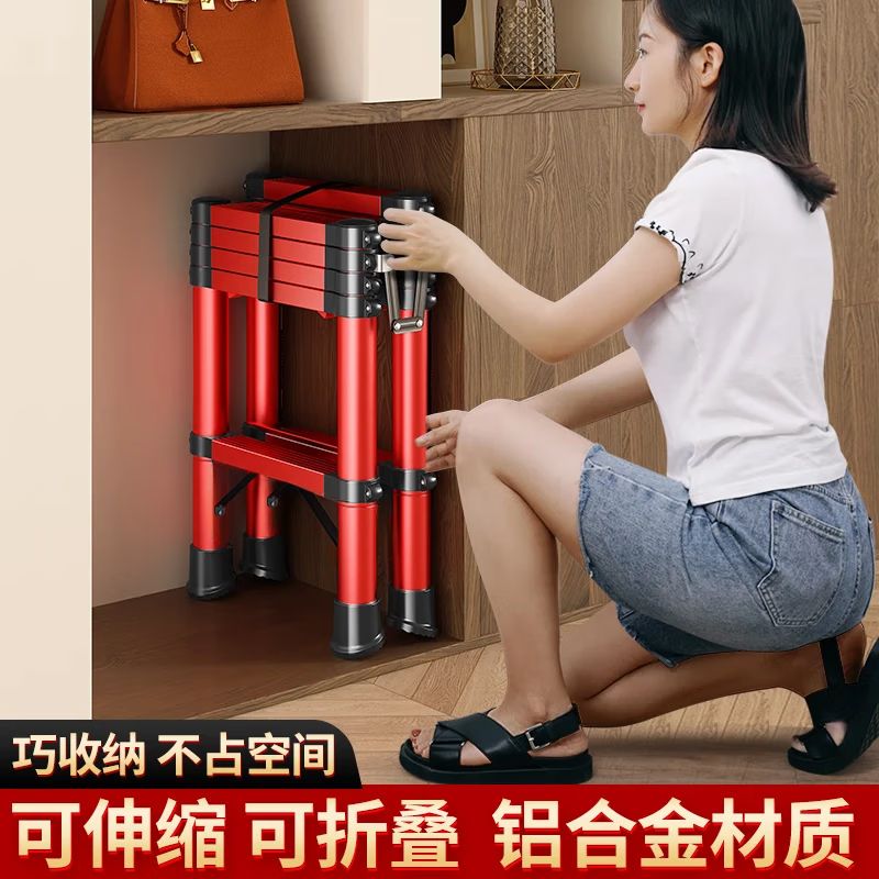 💥鋁合金梯子家用梯折疊伸縮梯不銹鋼多功能人字梯登高樓梯工程梯