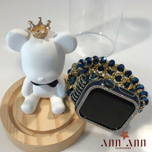 賠售出清 蘋果錶帶活動 台灣現貨 蘋果錶帶 (藍) 超亮鑲鑽保護殼+珠寶奢華造型錶帶 附盒子