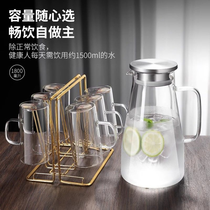 熱銷/免運 冷水壺玻璃大容量耐高溫涼白開水杯家用果汁壺加厚防爆涼水壺家用