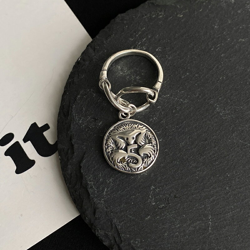 純銀復古硬幣人像戒指女泰銀做舊嘻哈食指戒酷暗黑系甜酷吊墜指環 3