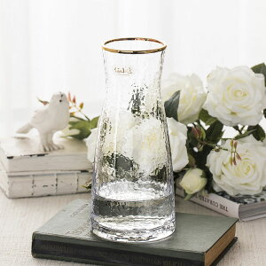 日系錘紋小透明玻璃花瓶簡約創意水培插花花器清新客廳干花瓶擺件」