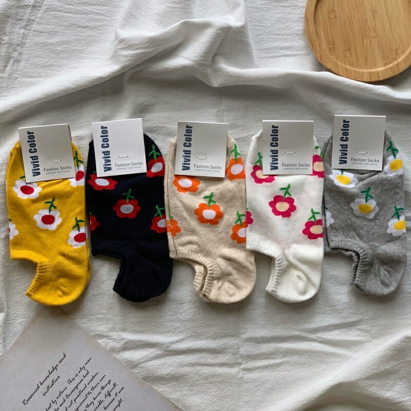 【S.One】正韓-韓國製造 空運來台 小花隱形襪 船型襪 正韓襪 女襪 Vivid Colors