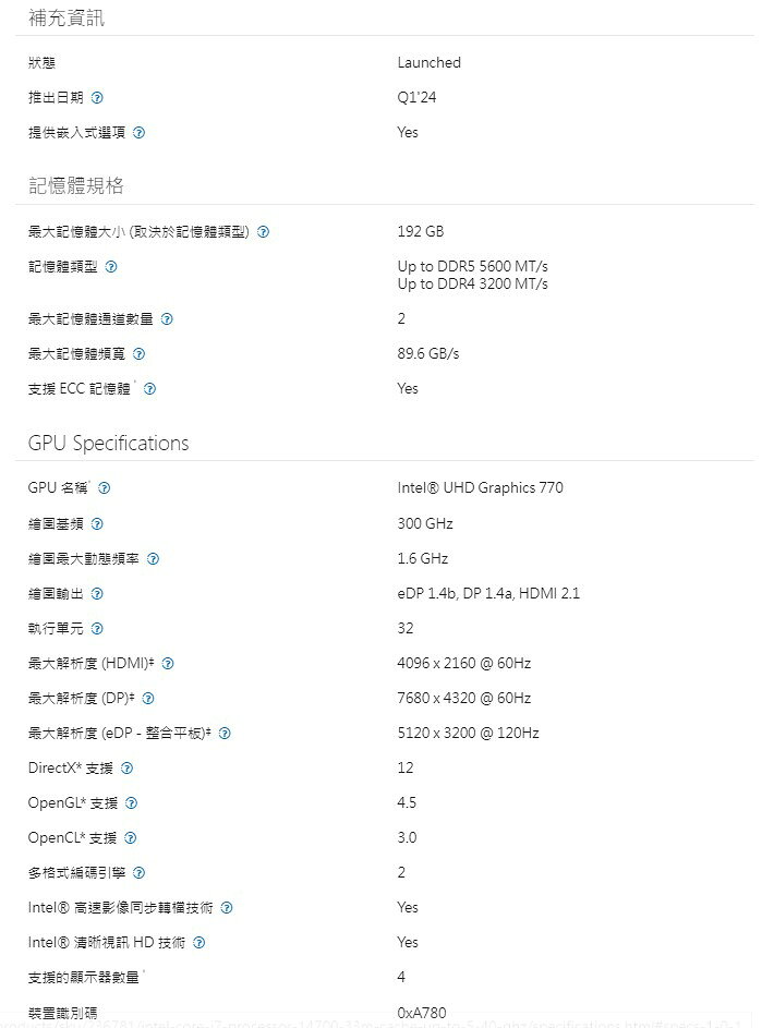 Intel 英特爾 I7-14700 有內顯 有風扇 20核28緒 14代 1700腳位 CPU處理器 CPU 2