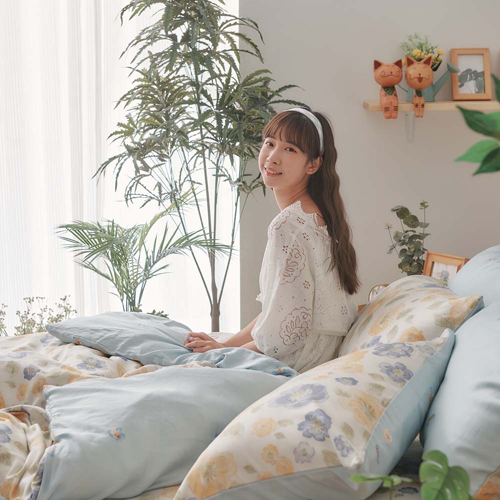 戀家小舖 100%天絲 床包 / 單人【花燦美好】40支天絲 含一件枕套 臺灣製