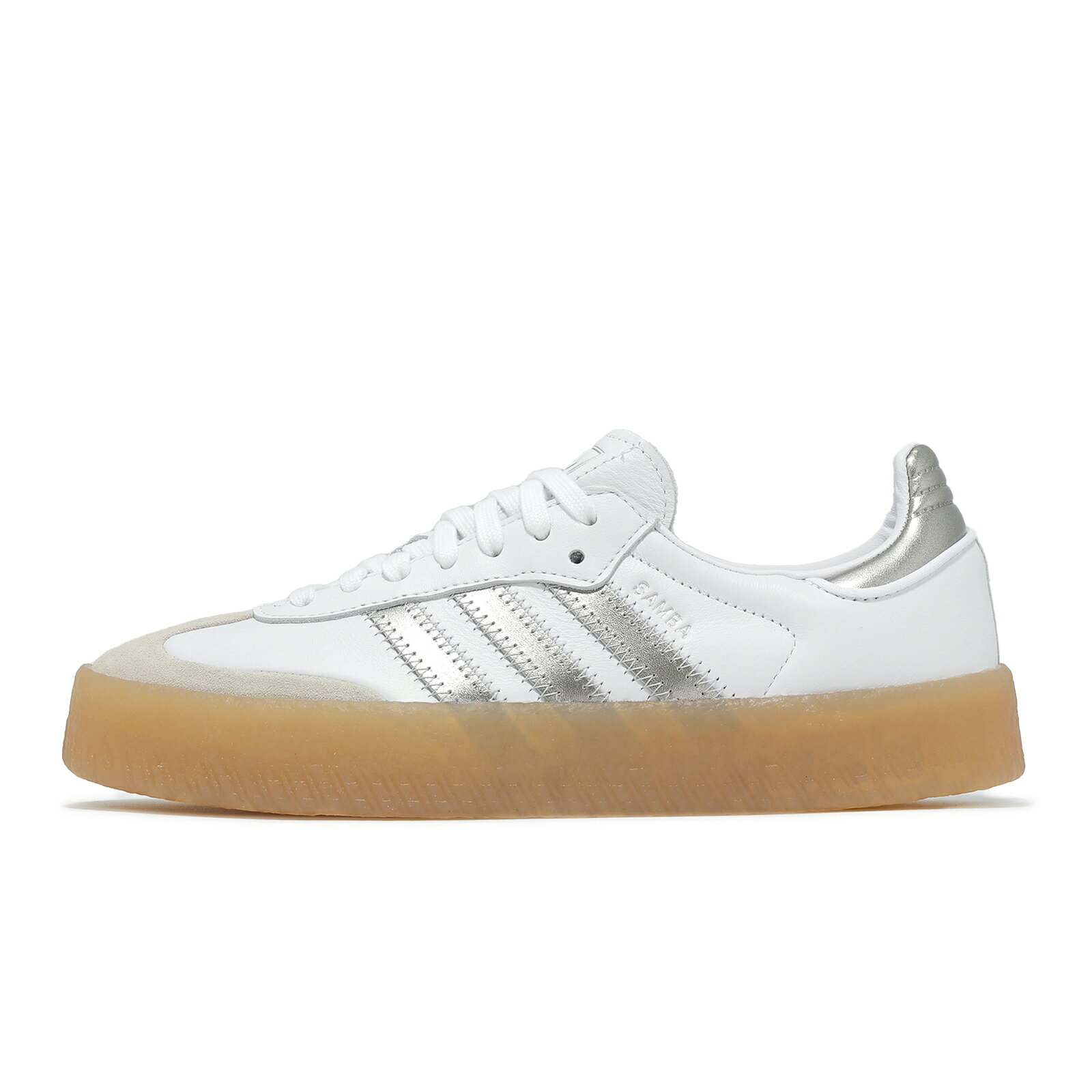 adidas 愛迪達 休閒鞋 Sambae W 女鞋 白 銀 厚底 膠底 德訓鞋 愛迪達