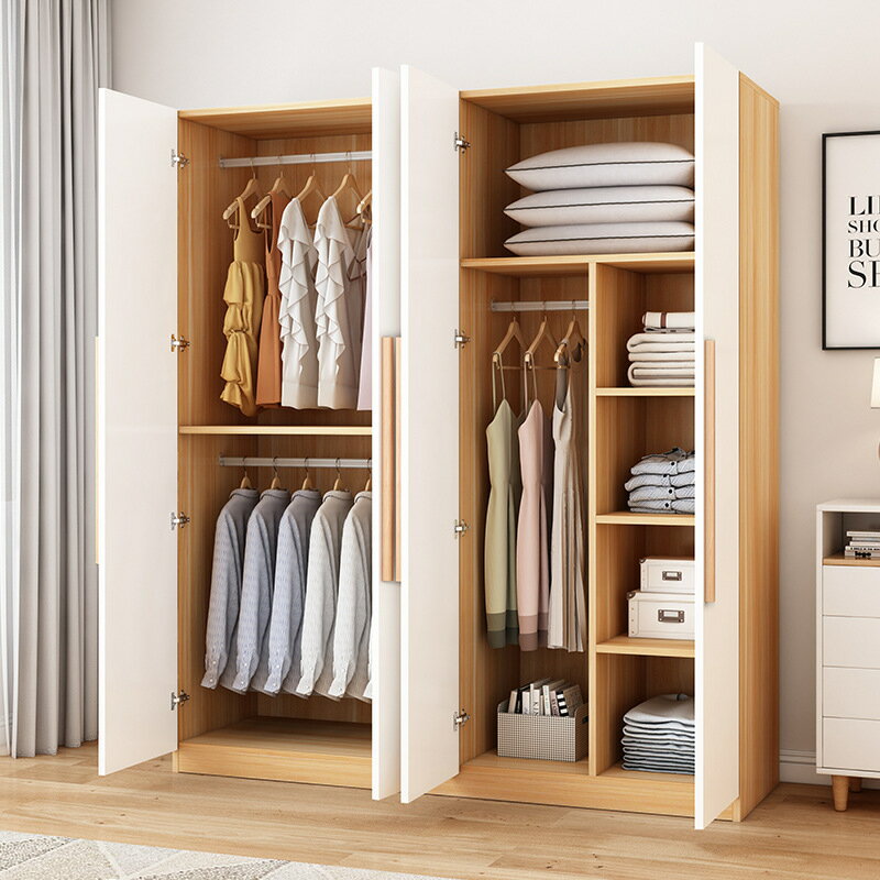 簡易衣櫃家用臥室簡約出租房用實木質經濟型組裝櫃子