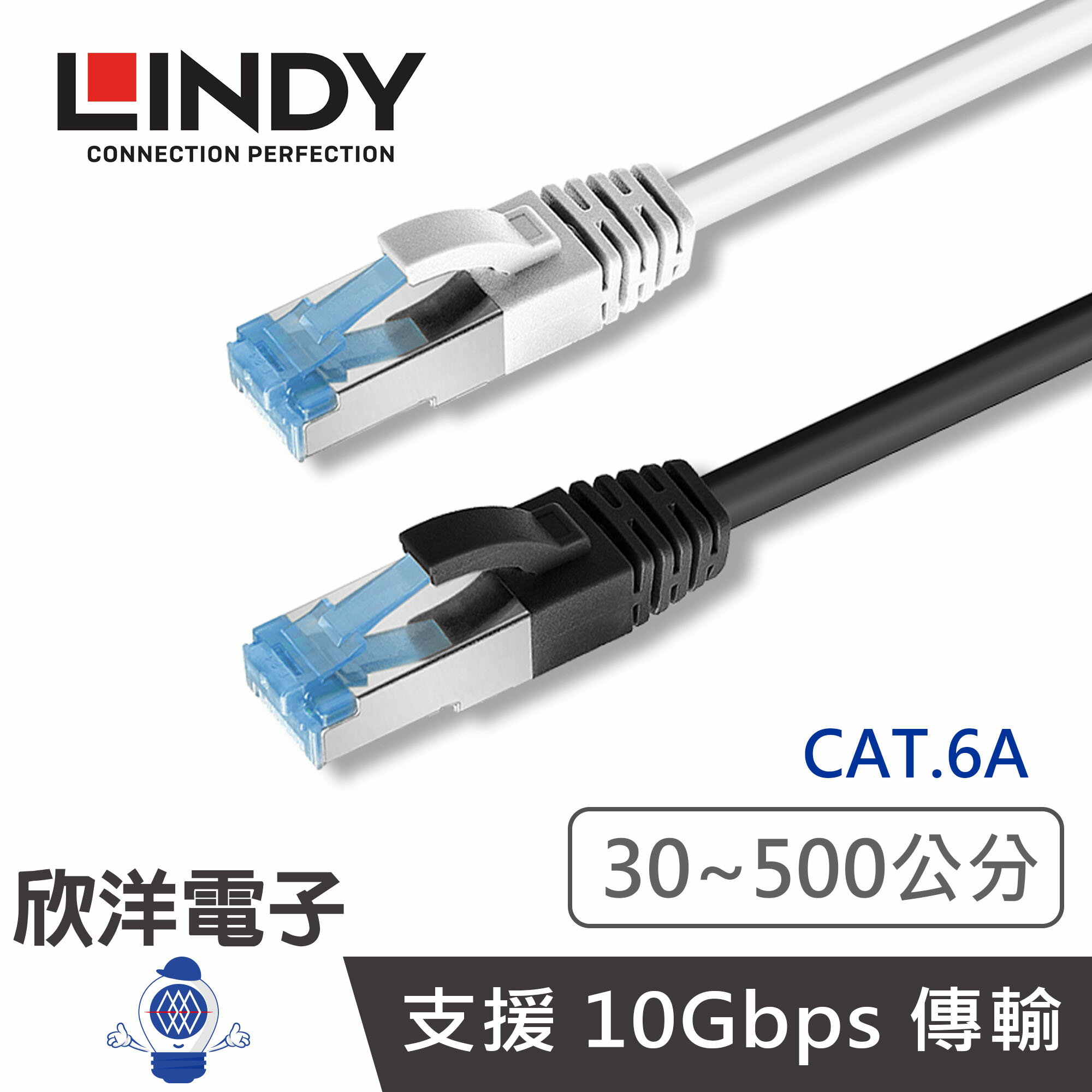 ※ 欣洋電子 ※ LINDY林帝 CAT.6A 乙太低煙無鹵網路線 S/FTP 圓線 30公分~500公分 白色 (47190) (47191) (47192) (47193) (47194) (47195) (47196) ｜黑色 (47175) (47176) (47177) (47178) (47179) (47180) (47181)