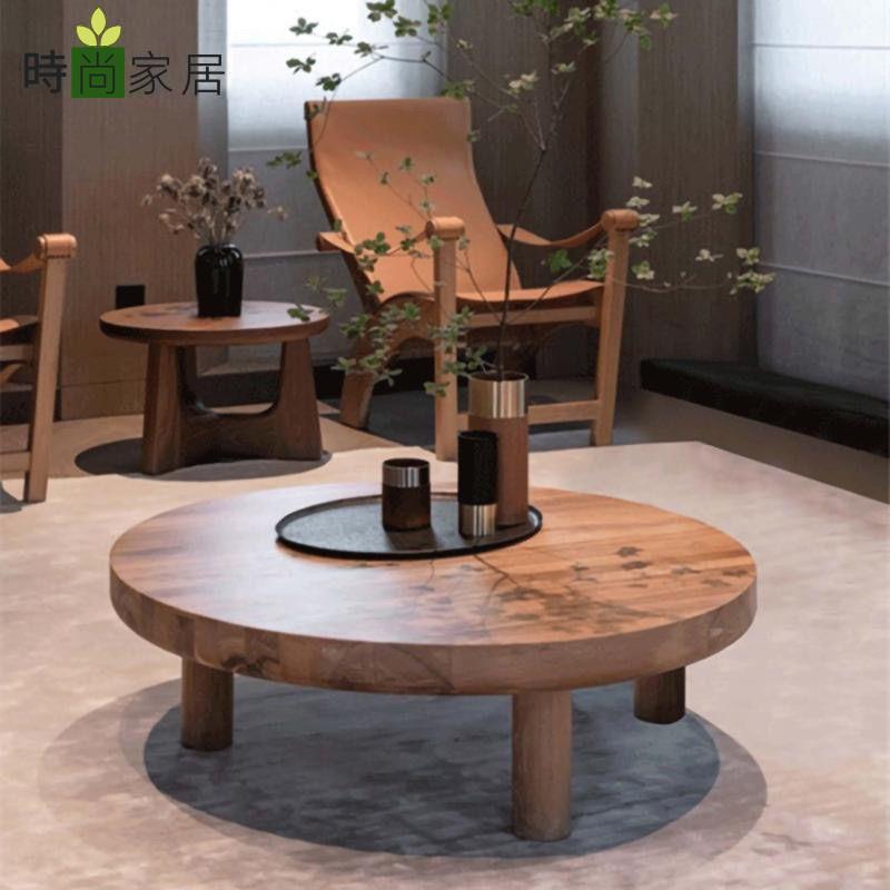 【時尚家居】北歐實木原木茶幾 現代簡約復古設計師木質茶桌 客廳家用圓形茶臺 免運 開立發票 工廠現貨