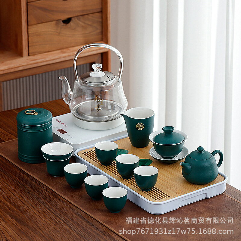 免運 茶具套裝組合 御山水便攜功夫茶具套裝家用茶杯茶盤全自動上水玻璃燒水茶壺組合