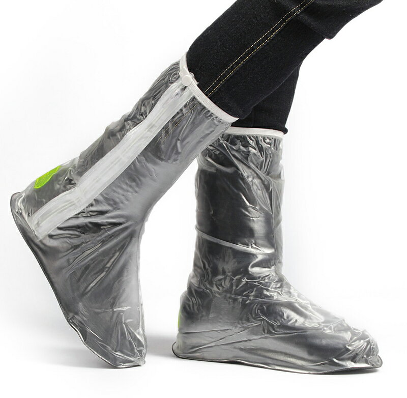 透明馬靴型拉鍊反光鞋套女用 防濕 止滑橡膠鞋底 防水鞋套 反光 成人 防滑 雨靴套 高筒 騎車 3M Scotchlite