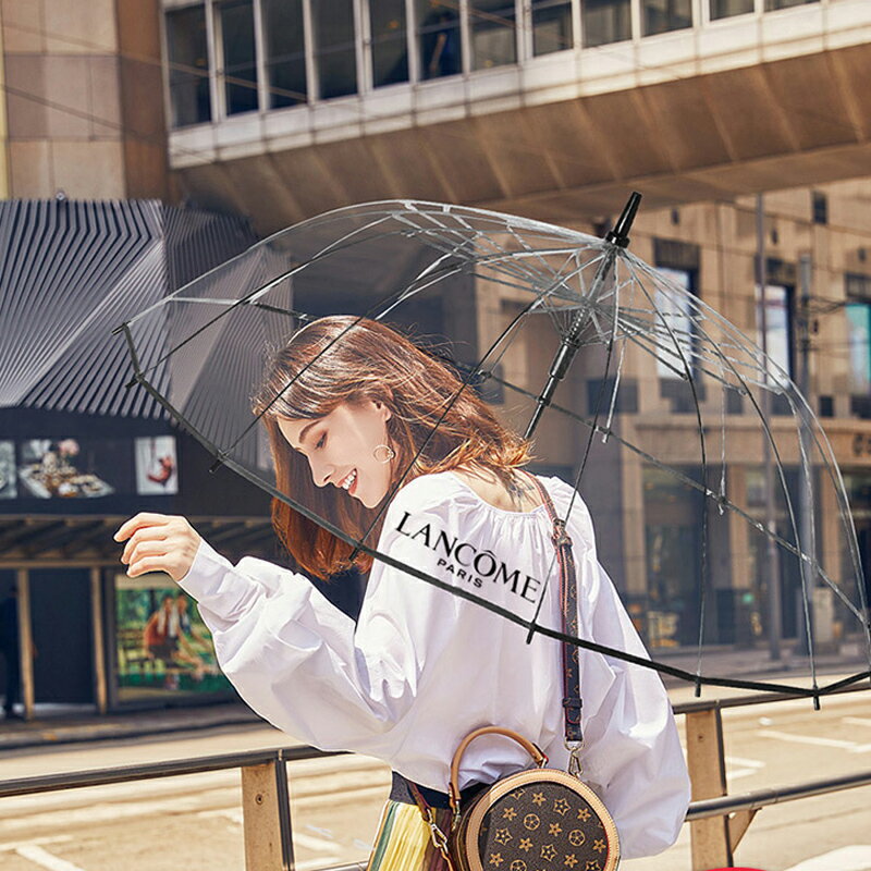 小清新透明傘雨傘男女通用傘女網紅白色防曬遮陽長柄傘清新太陽傘