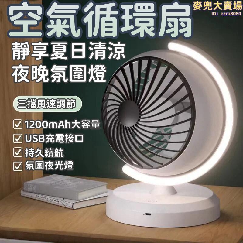 【空氣循環扇】渦流循環扇 小風扇 靜音扇 涼風扇 空調扇 多功能桌面風扇 USB充電風扇 夜晚氛圍燈 床頭小夜燈