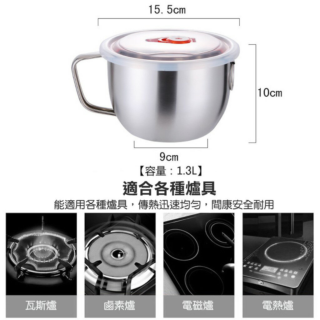 ISONA 台灣出貨 900ML密封式提把式食品級304不鏽鋼湯碗便當碗泡麵碗便當盒 2