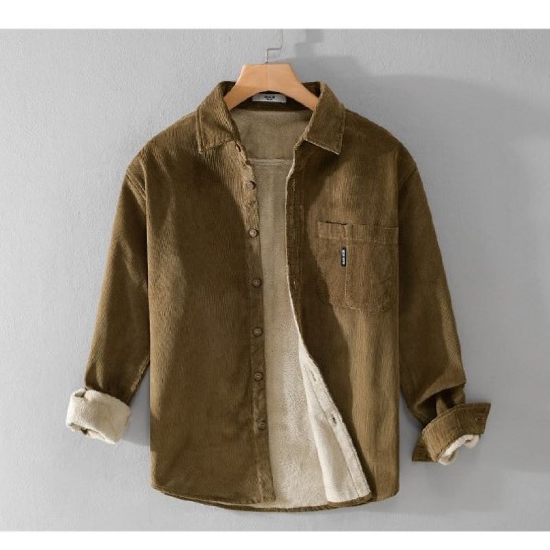 現貨+預購 襯衫長袖上衣-加厚保暖舒適燈芯絨男裝2色74jt95【獨家進口】【米蘭精品】