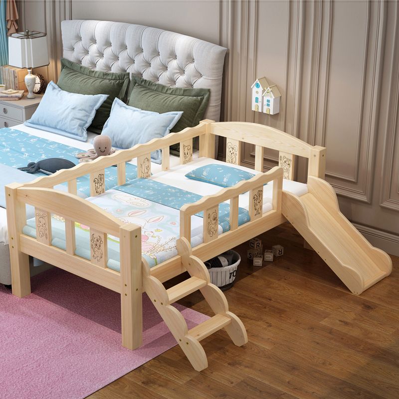 【免運】美雅閣| 實木嬰兒床兒童寶寶床帶護欄圍欄拼接大床加寬男女孩小床滑滑梯床