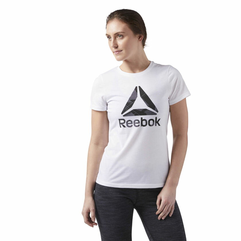 REEBOK 女裝 短袖 訓練 基本款 船員領口 RBLOGO 白 黑【運動世界】CE4490