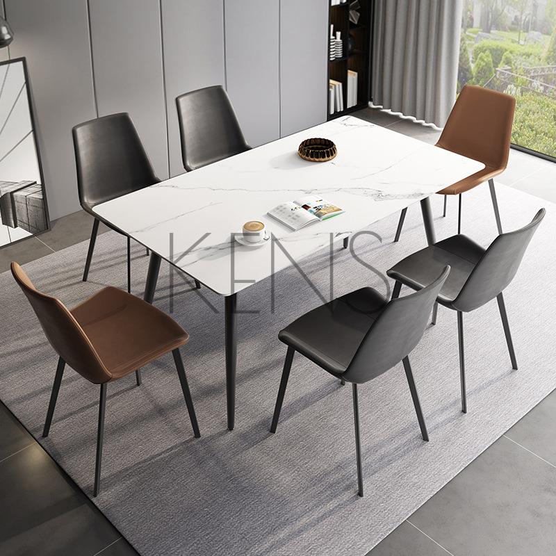 【滿599免運】餐桌 餐檯 餐桌椅組合現代簡約小戶型意式極簡長方形家用飯桌臺