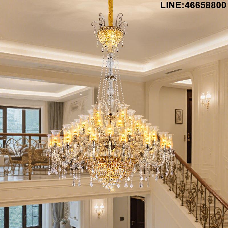 免運 開立發票 別墅吊燈 複式燈具 水晶燈具 樓梯燈 大堂吊燈 歐式吊燈客廳餐廳臥室水晶現代簡約大氣家用酒店別墅大廳蠟燭燈具
