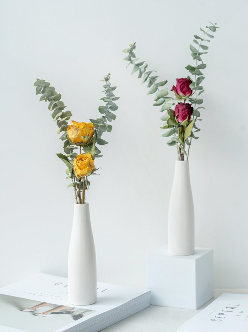 尤加利玫瑰干花花束ins家居裝飾擺件天然真花花束洋桔梗攝影道具