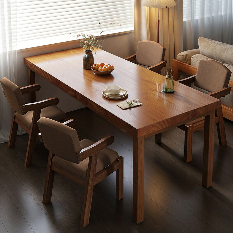 實木腿餐桌家用小戶型客廳長方形吃飯桌子北歐飯店商用餐桌椅